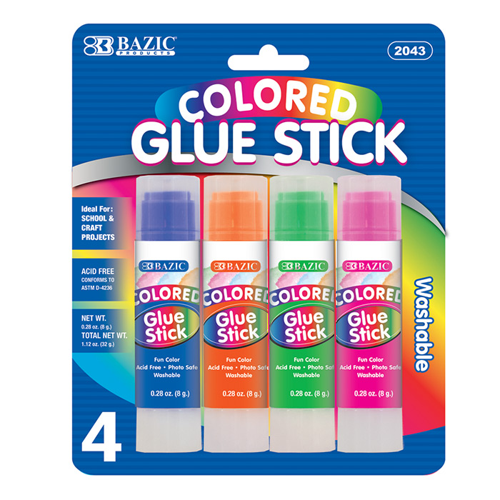 BAZIC 8g / 0.28 Oz Washable Colored Glue Stick (4/Pack) – Miami